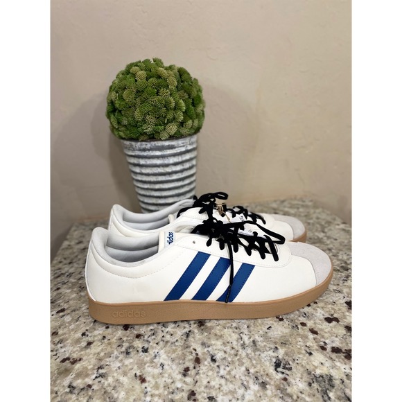 Adidas VL Court 2.0 Mens White Blue Gum Sole Low Top Sneakers Size 12